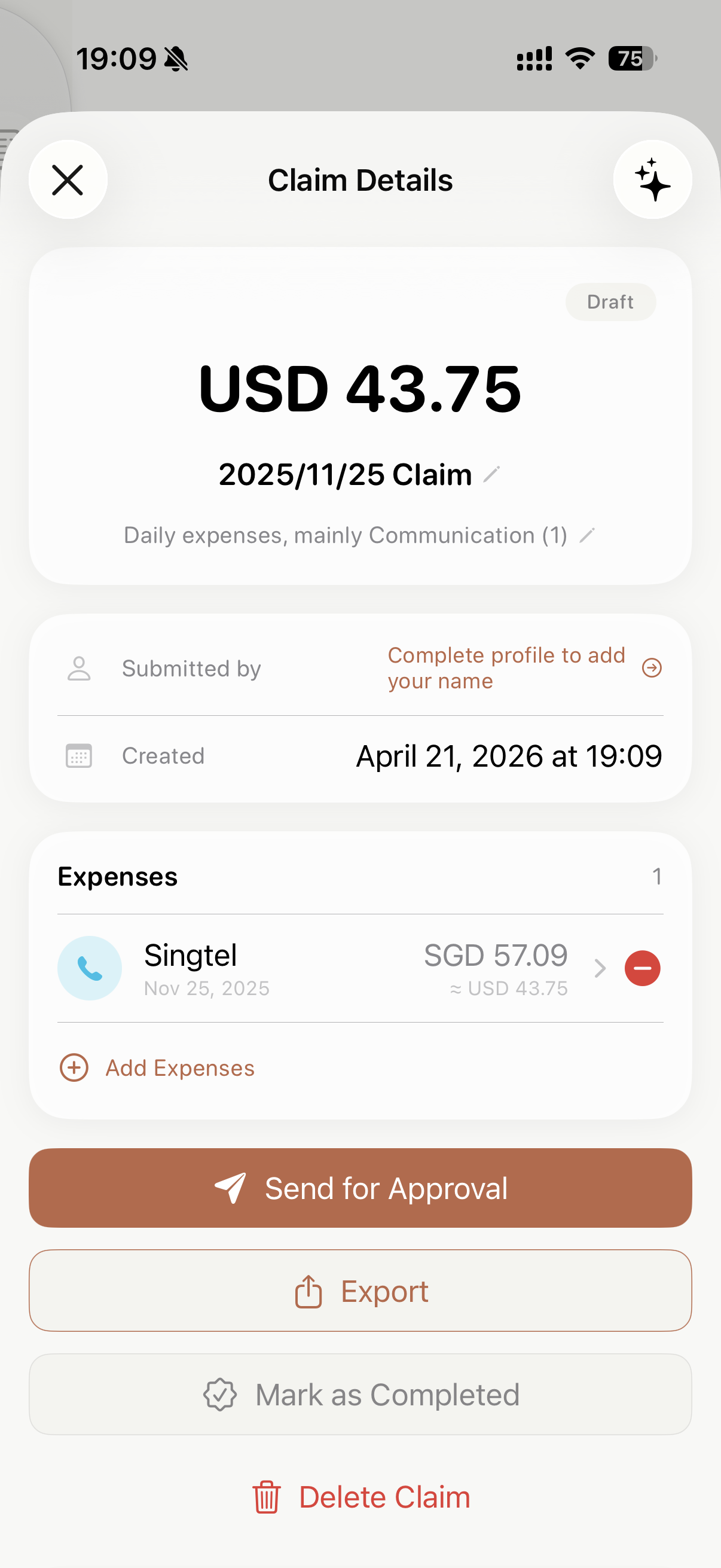 Expense list showing AI categorization